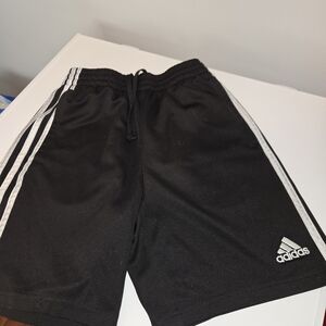 Adidas Kids Black Shorts with White Stripes